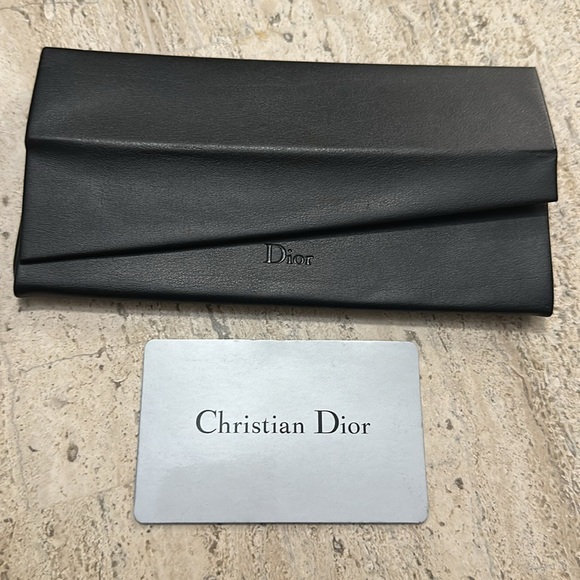 CHRISTIAN DIOR Sunglasses Case Black  Magnetic Folding Triangle Faux Leather EUC - Picture 9 of 14